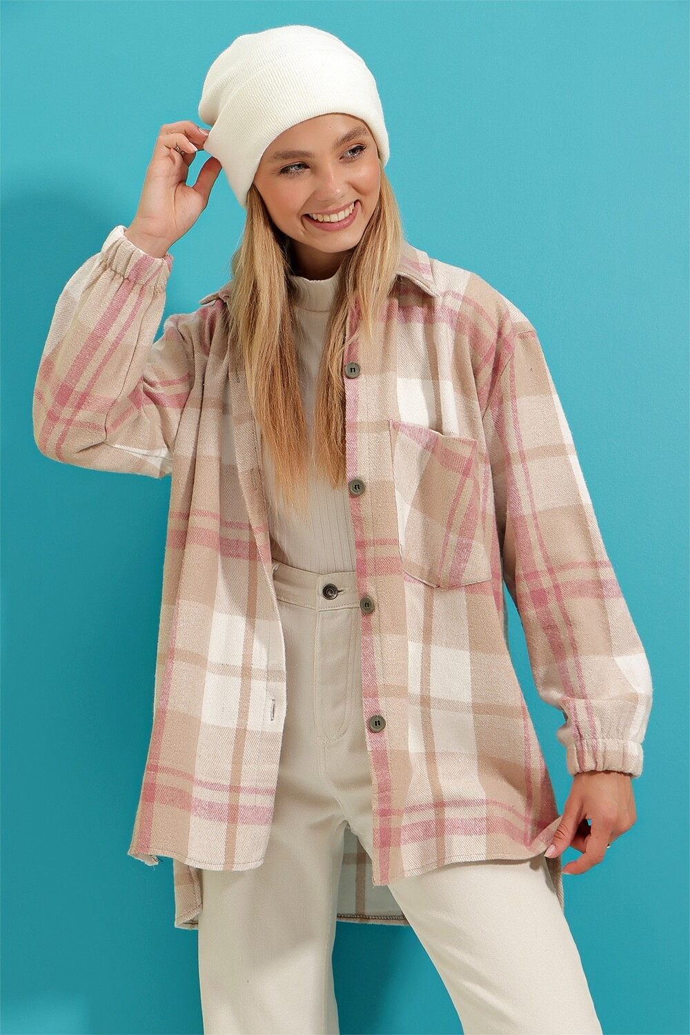 

Рубашка - Бежевая - Oversize Trend Alaçatı Stili, бежевый
