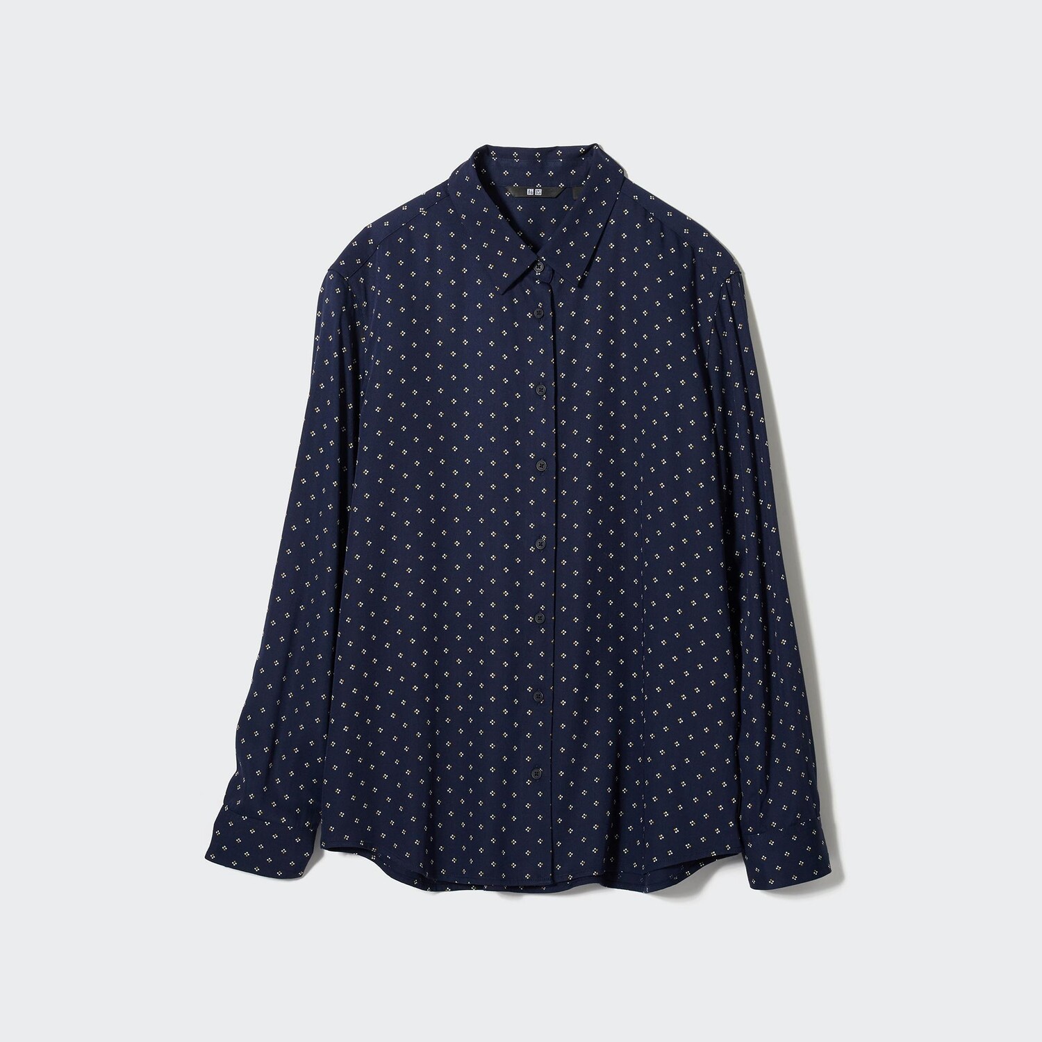 

Рубашка UNIQLO из вискозы с геометрическим принтом, темно-синий