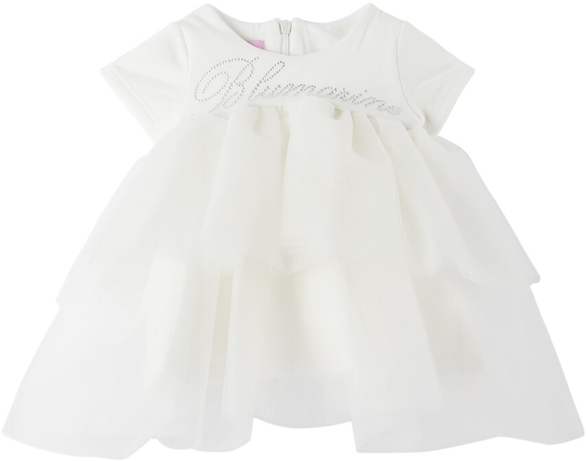 

Детское белое многоярусное платье Miss Blumarine