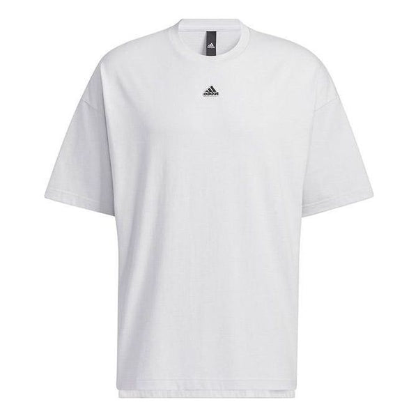 Футболка Men's adidas Solid Color Logo Printing Round Neck Short Sleeve Light Grey T-Shirt, серый