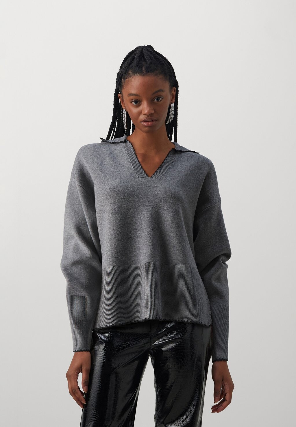 

Свитер Objreynard V Neck Object, цвет medium grey/black