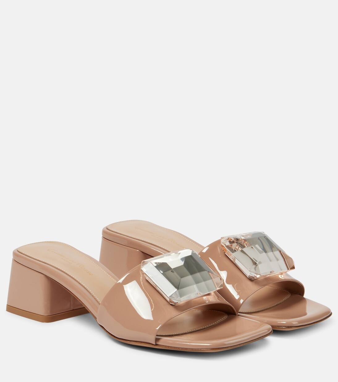 

Мюли jaipur из лакированной кожи с декором Gianvito Rossi, бежевый