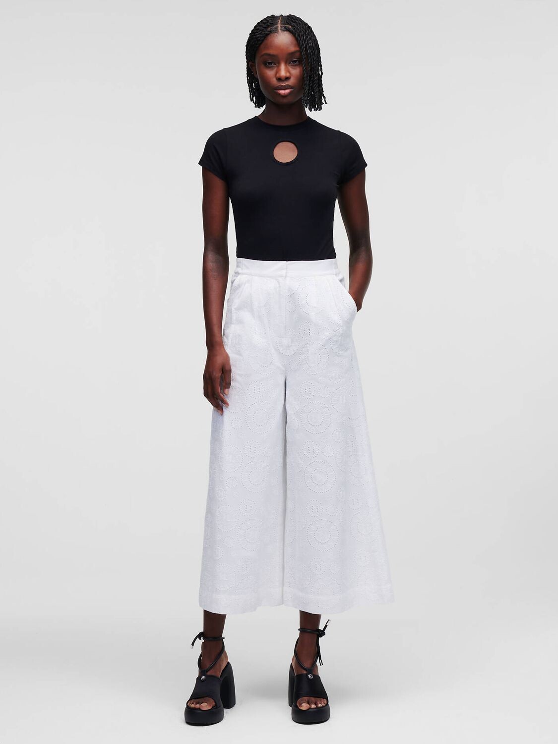 

KARL LAGERFELD Брюки-кюлоты Broderie, белые