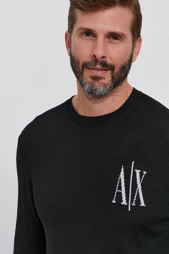 Шерстяной свитер Armani Exchange, черный