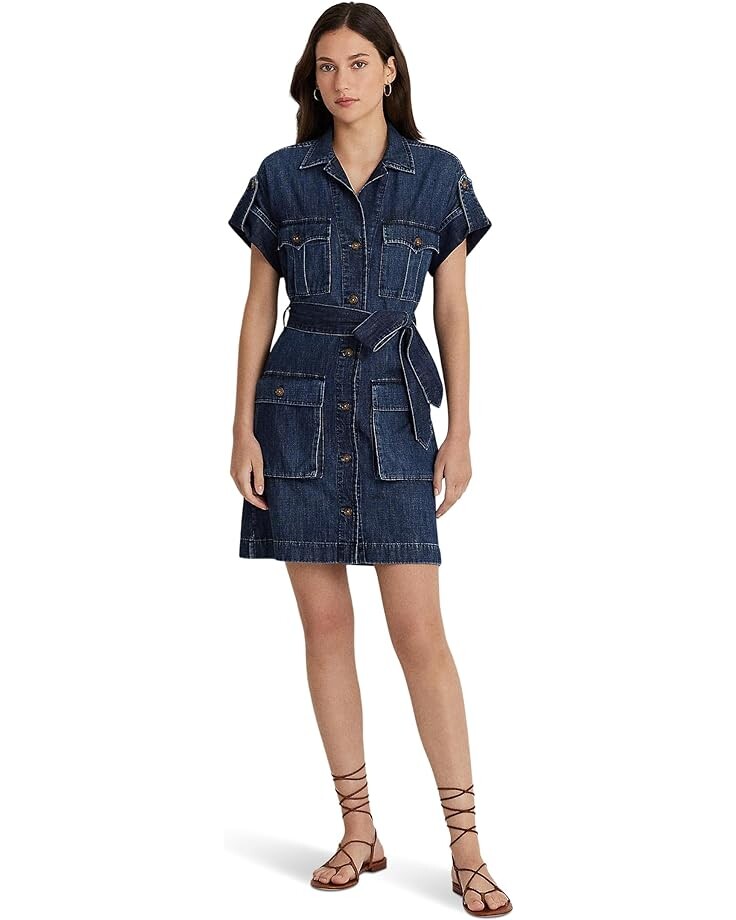 

Платье LAUREN Ralph Lauren Belted Denim Shirtdress, цвет Atlas Wash