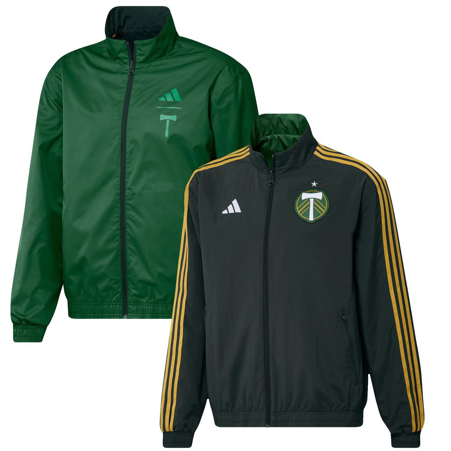 цена Мужская зеленая двусторонняя командная куртка с молнией во всю длину Portland Timbers 2023 On-Field Anthem adidas