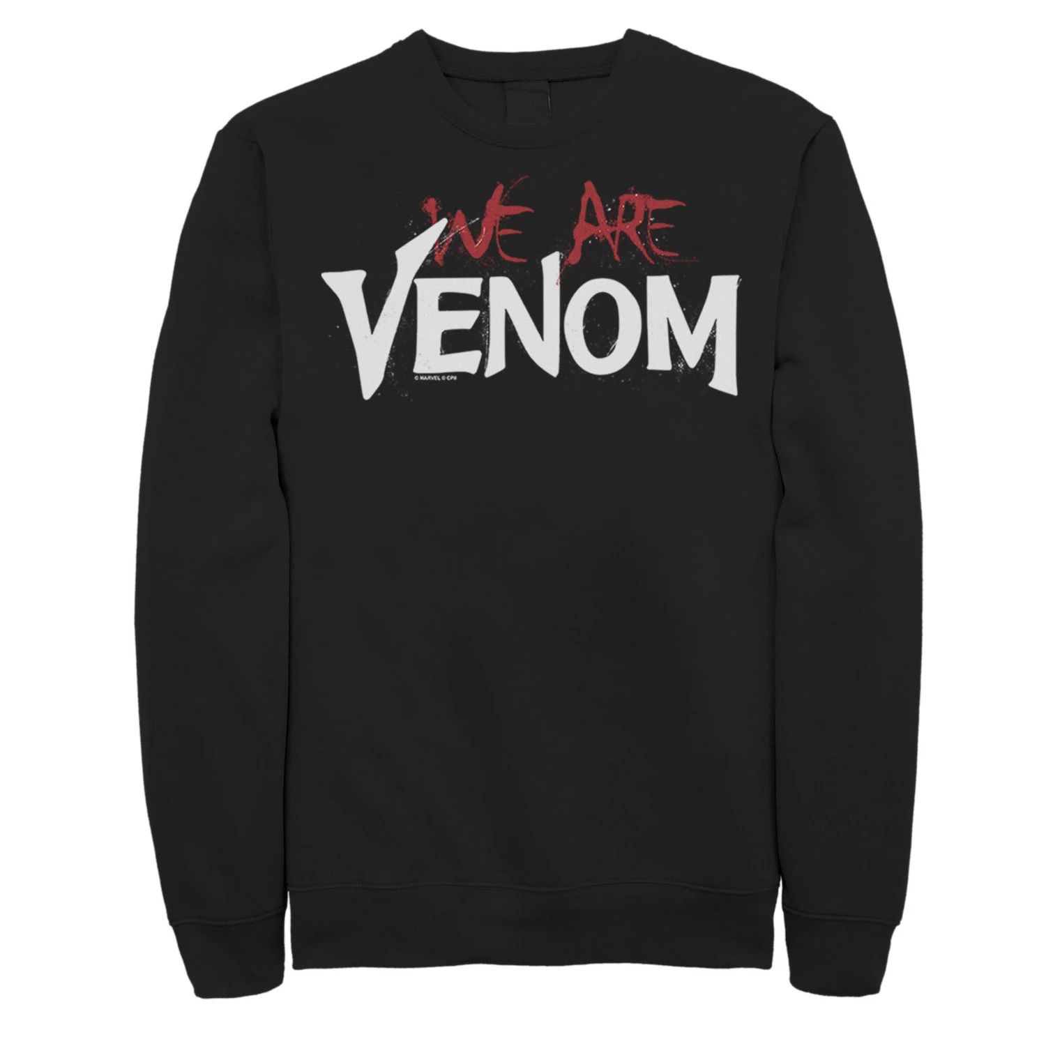 футболка marvel venom face с изображением we are venom teeth черный Мужской флисовый пуловер с рисунком Marvel Venom We Are Venom Splatter