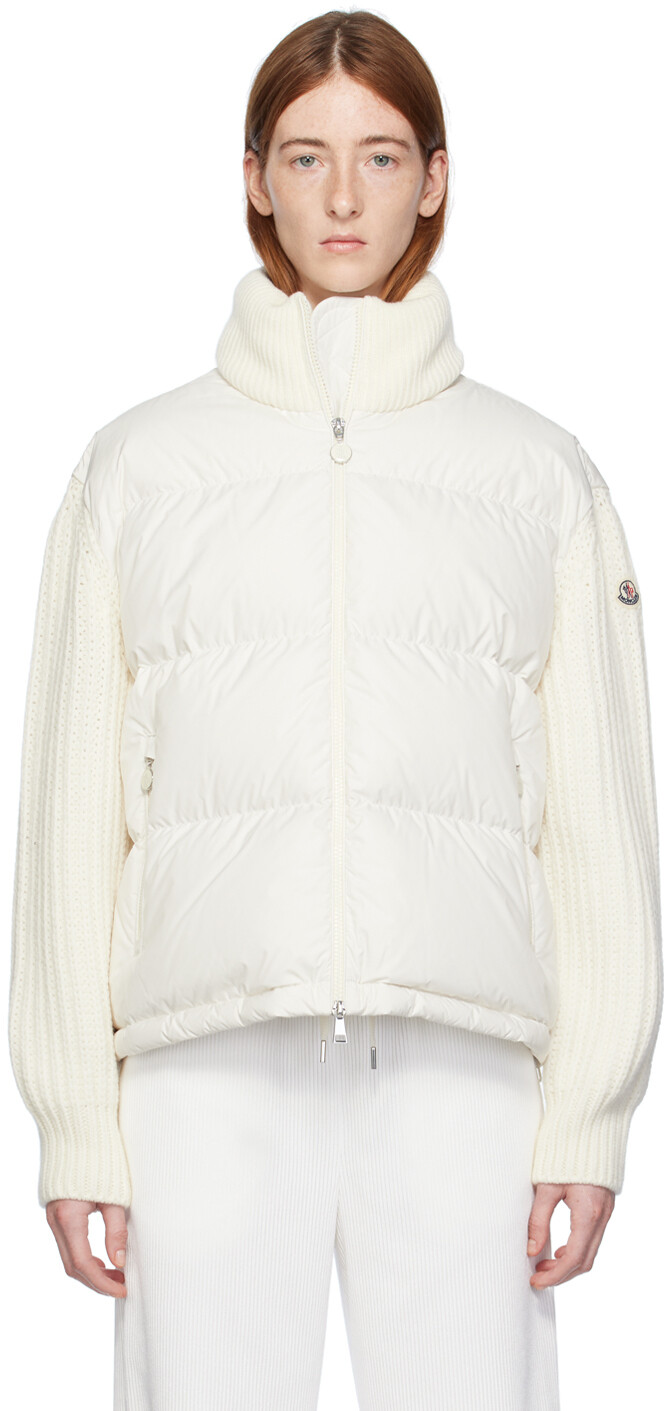 

Moncler Белый пуховик со вставками