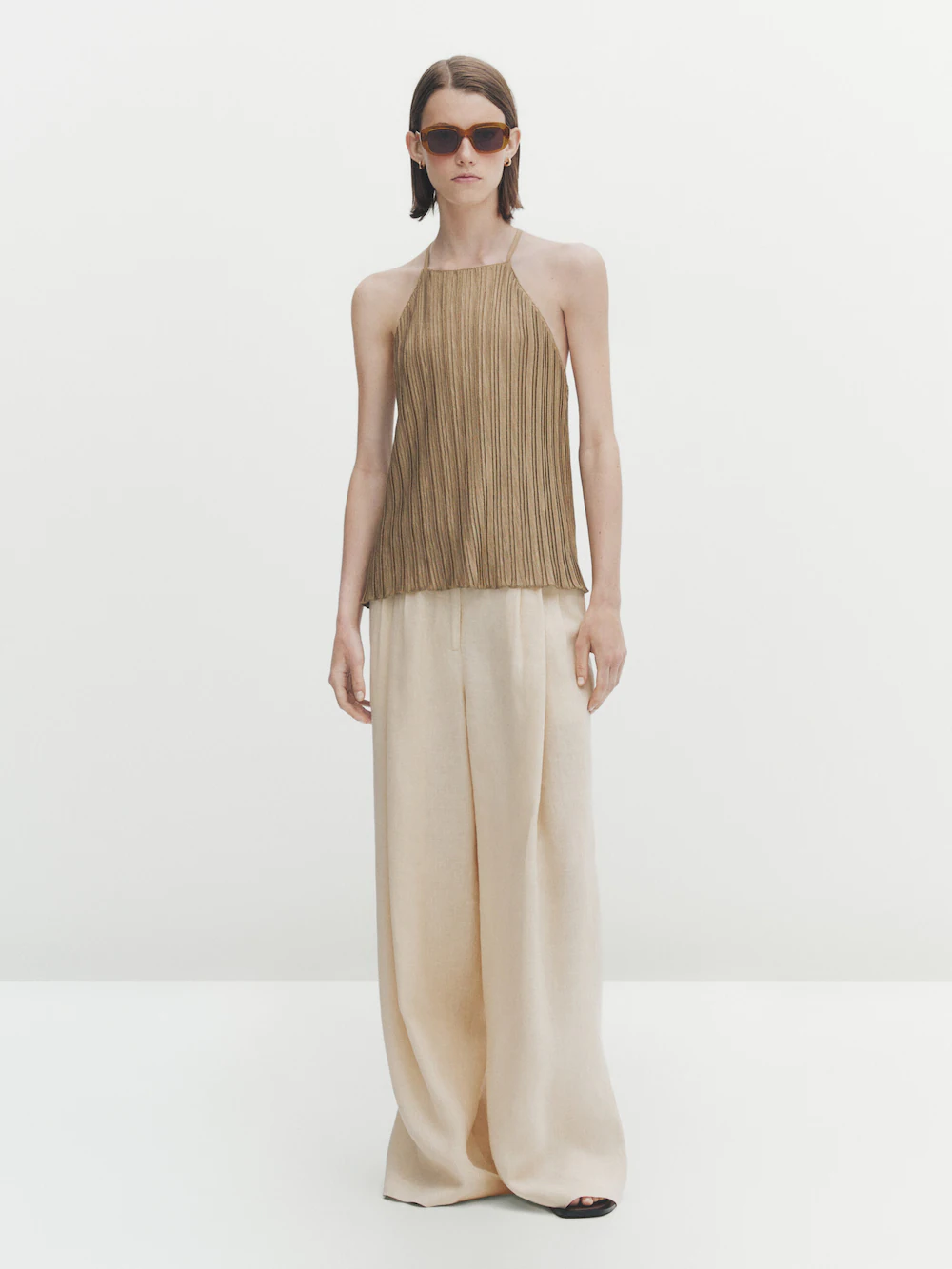 

Топ со складками Massimo Dutti, хаки