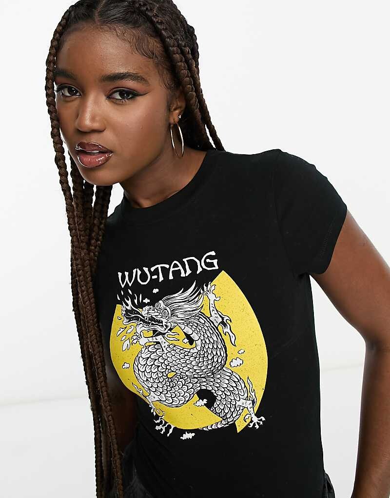 

Черное боди с лицензионной графикой ASOS DESIGN Wu Tang Clan