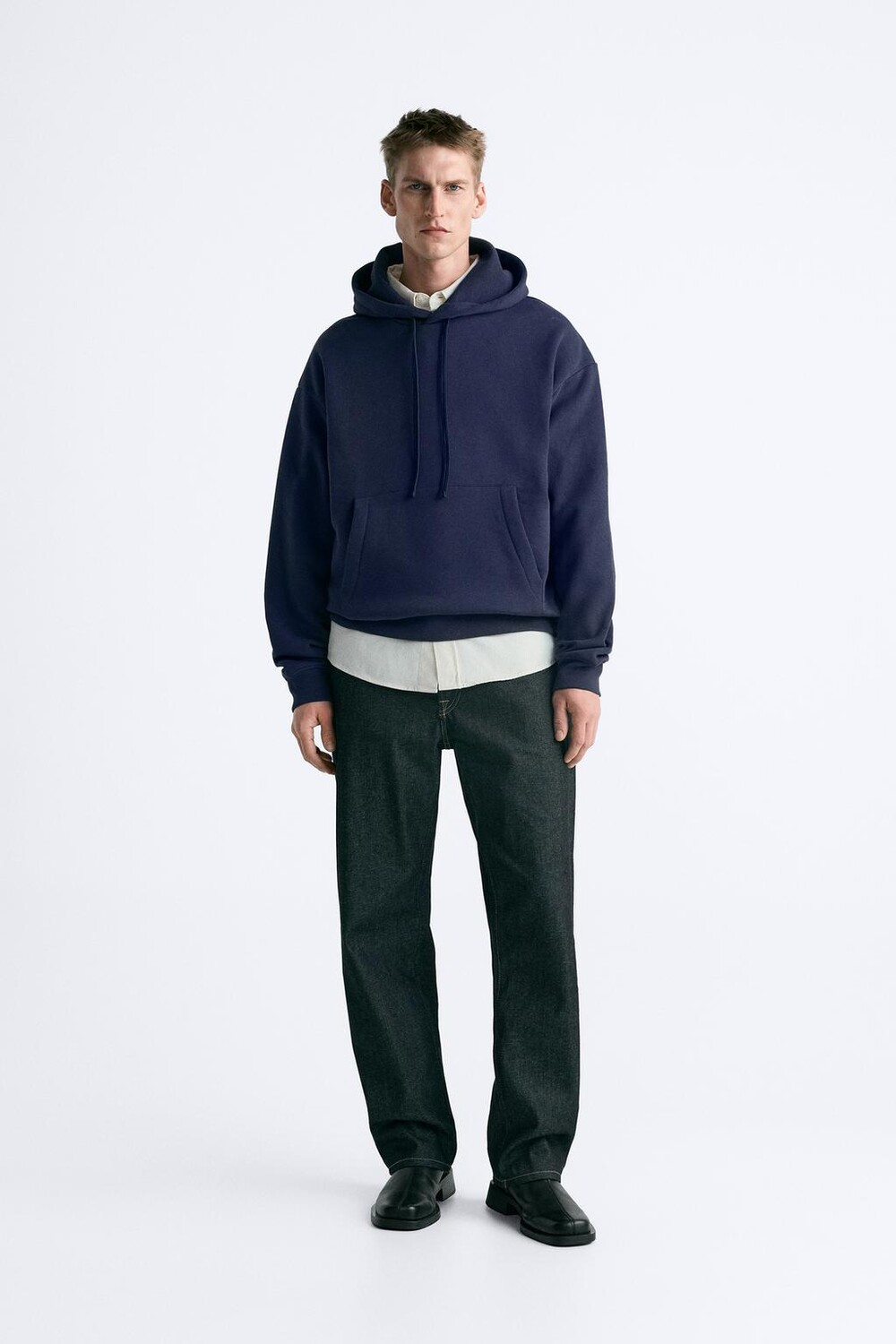 

Толстовка с капюшоном ZARA, чернила синие, Черный