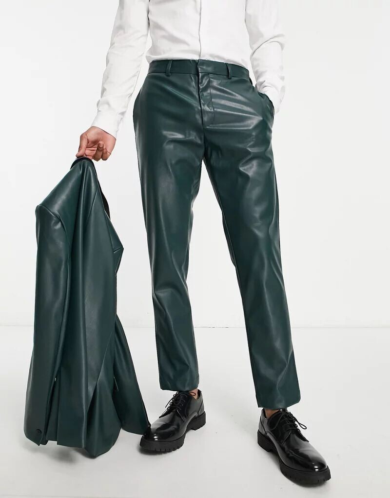

Зеленые костюмные брюки из искусственной кожи River Island