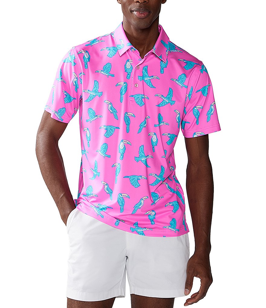 Рубашка-поло с короткими рукавами Chubbies Toucan Performance, розовый цена и фото