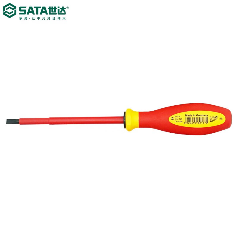 Отвертка изолированная, крестообразная, с трехцветной ручкой Star SATA Tools G series 61314/5,5x125