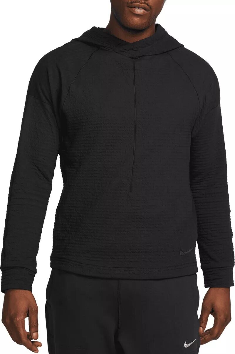 

Мужской пуловер с текстурой для йоги Nike Dri-FIT с капюшоном для йоги, черный