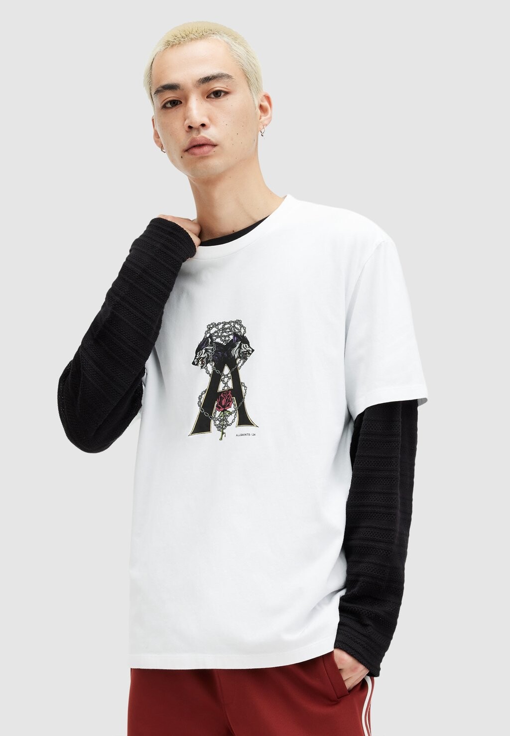 

Футболка с принтом WULFANE CREW AllSaints, белый