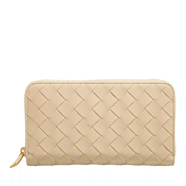

Кошелек zip around wallet leather Bottega Veneta, бежевый