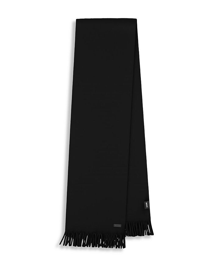 

BOSS Hugo Boss Шерстяной вязаный шарф Raschel Albas, черный