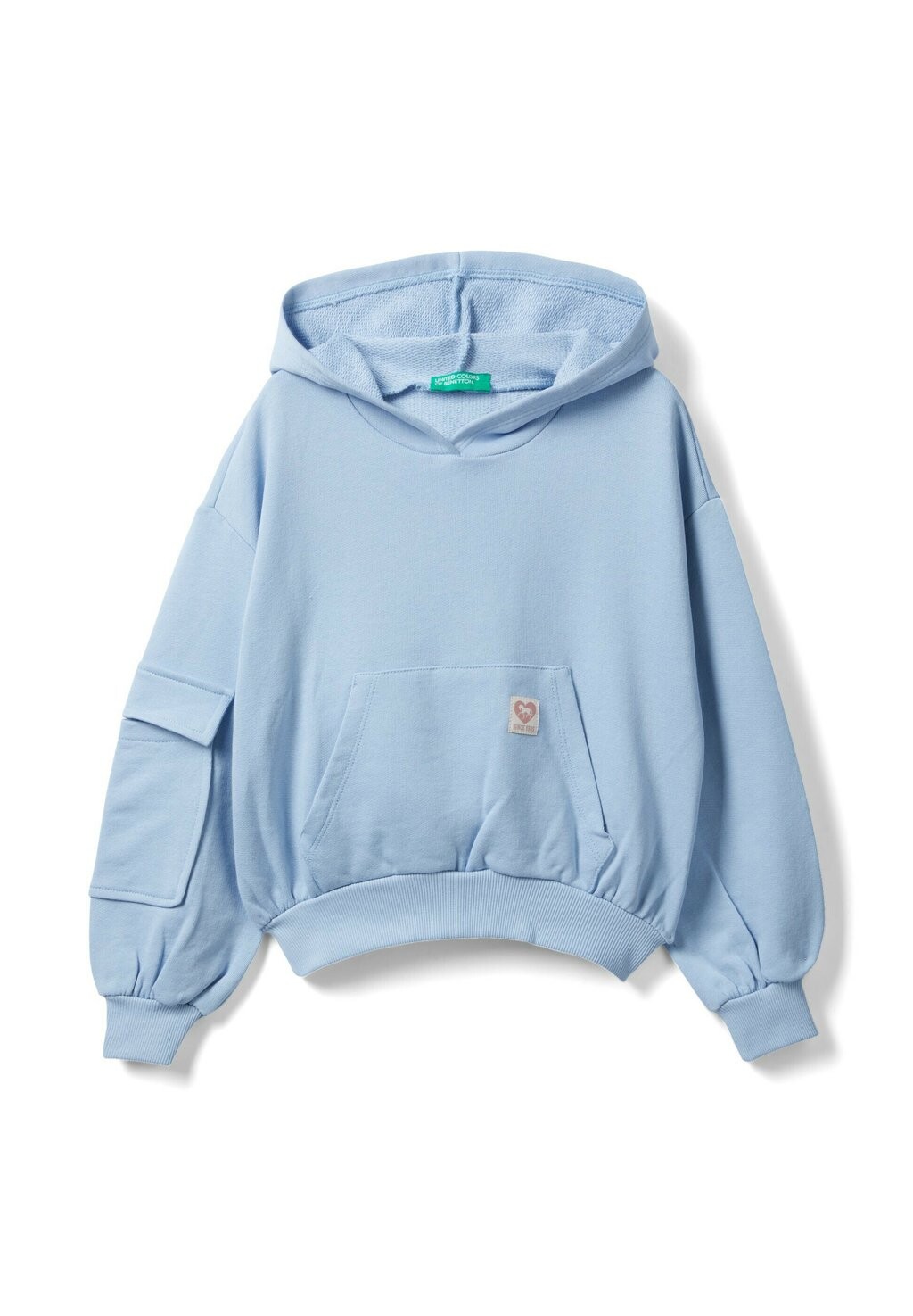 

Толстовка With Bottom Hem And Cuffs Pouch Pocket In Front With Flap On Right Sleeve United Colors of Benetton, синий