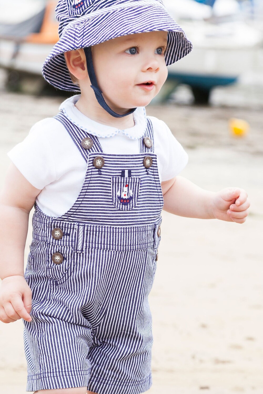 

JoJo Maman Bébé Детский комбинезон в морскую тематику с полосками Jojo Maman Bébé, синий