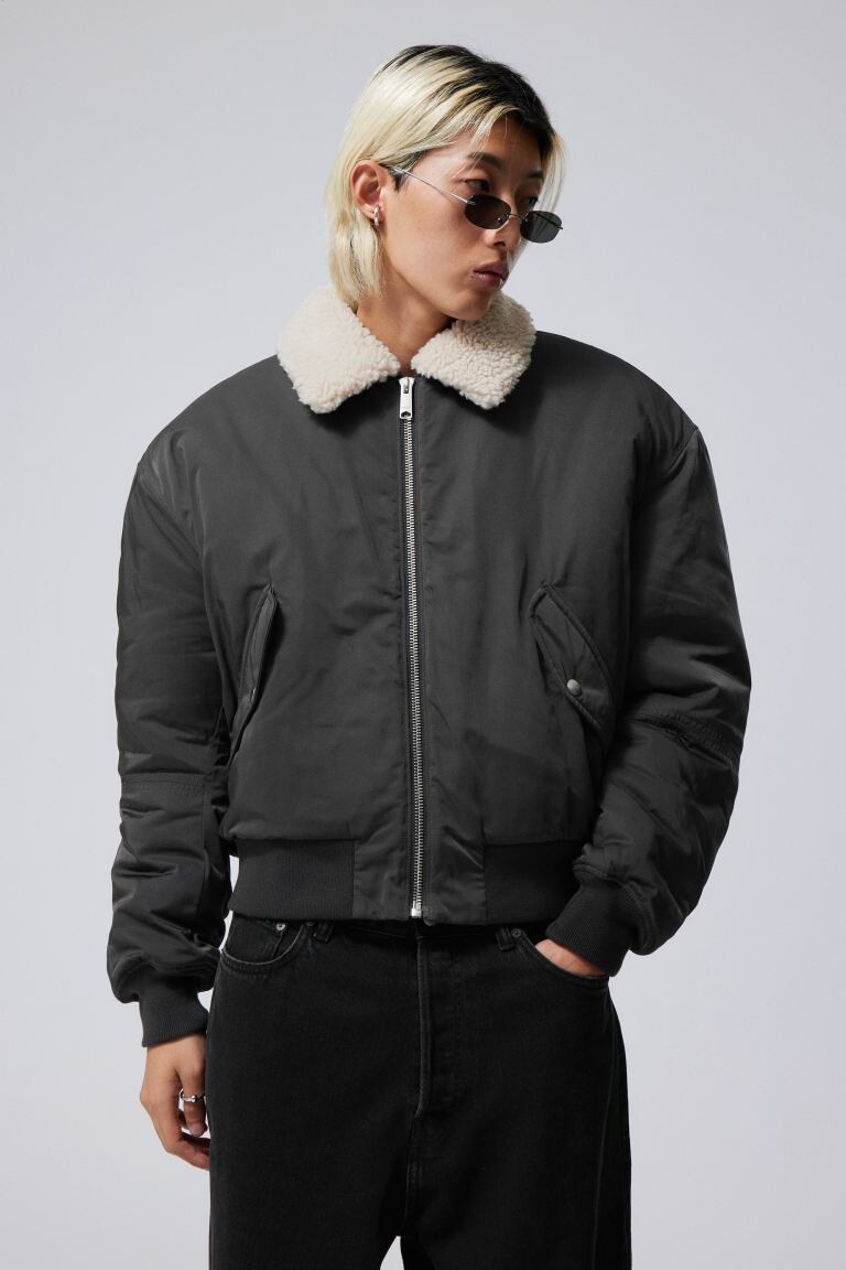 

Бомбер timo классического кроя H&M, серый