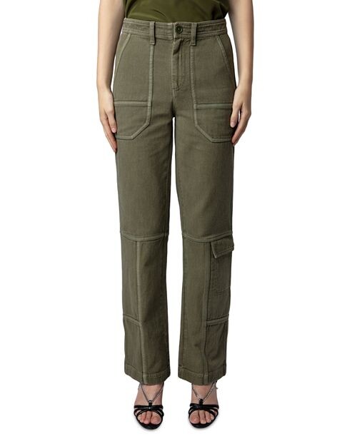

Прямые брюки из хлопкового твила Zadig & Voltaire, цвет Green