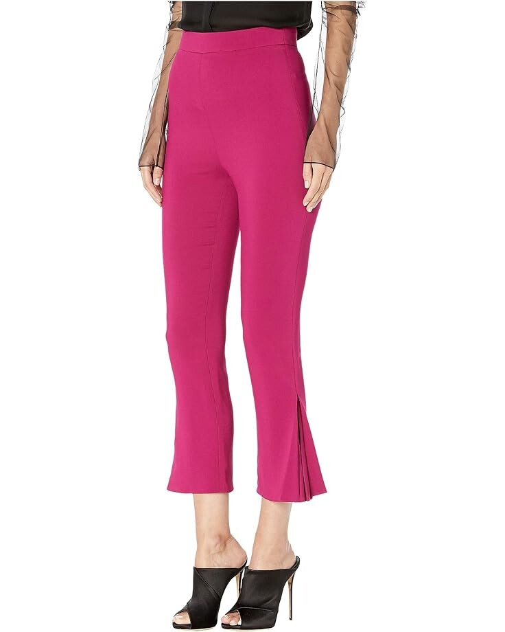 Брюки Cushnie High-Waisted Cropped Fitted Pants w/ Pleats, цвет Berry