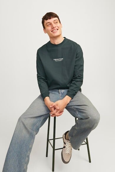 

Хлопковая блузка с овальным вырезом Jack & Jones, бледно-зеленый