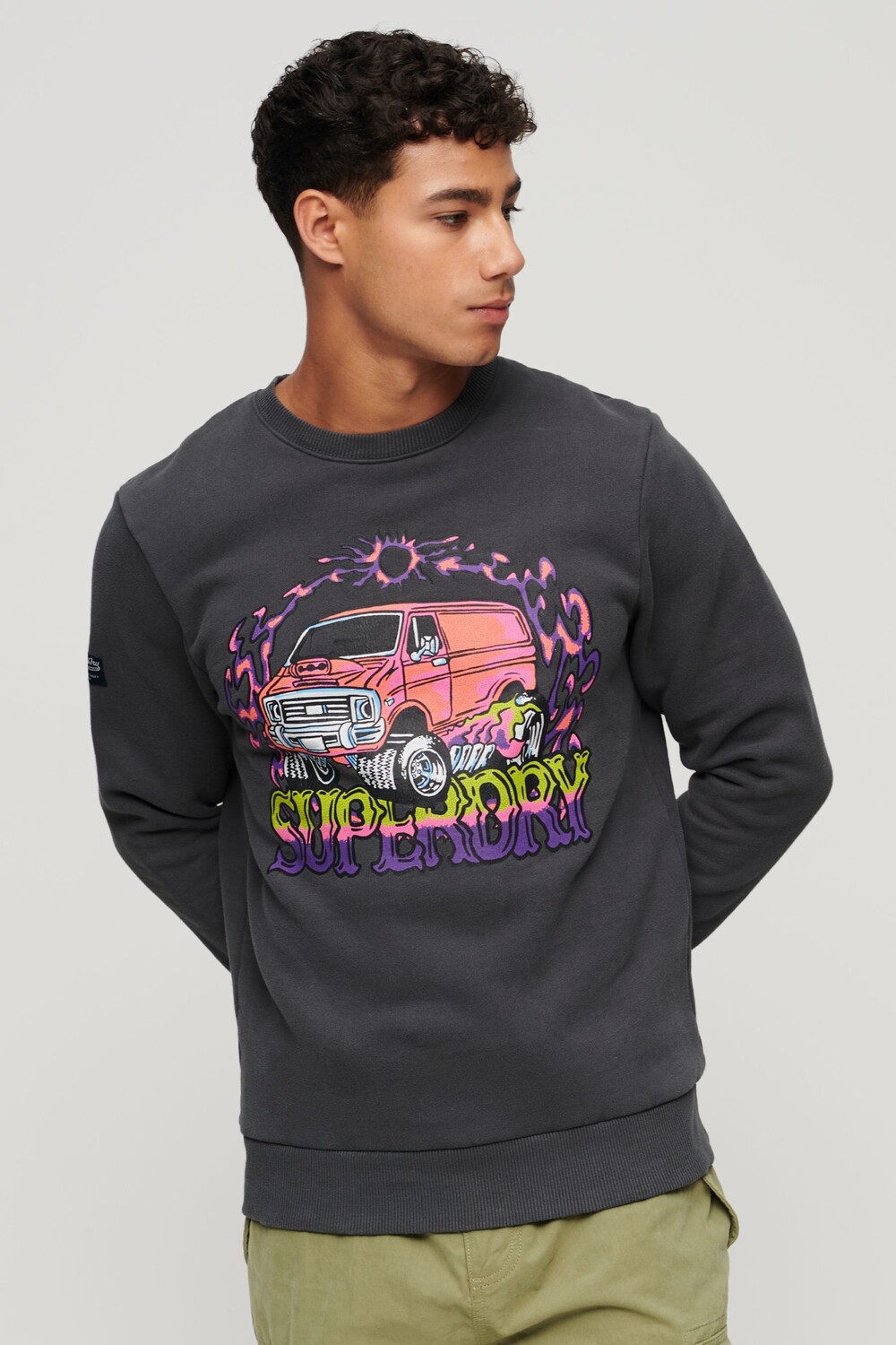 

Толстовка с рисунком в стиле ретро Motor Superdry, серый