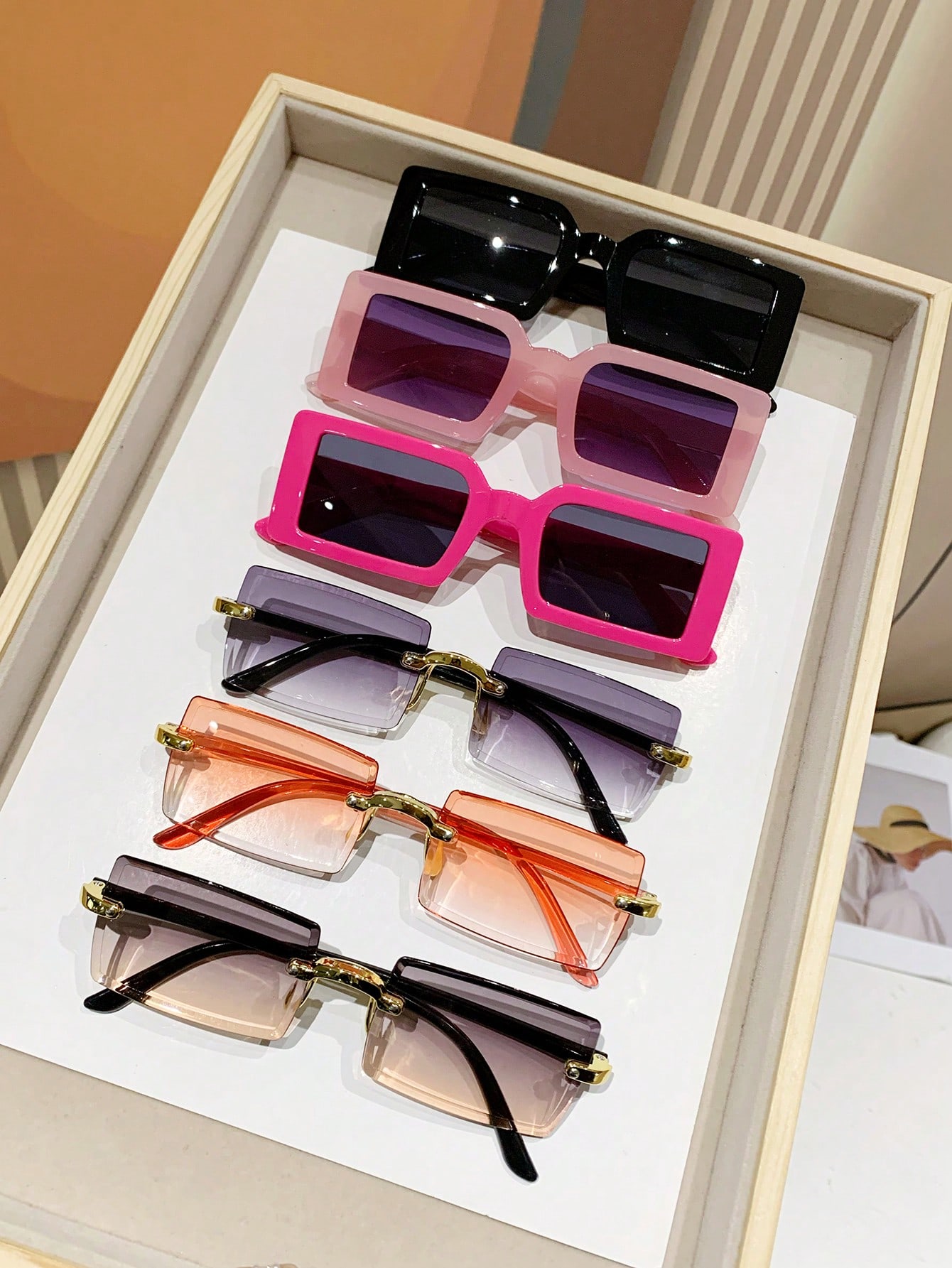 6шт женские квадратные пластиковые декоративные модные солнцезащитные очки