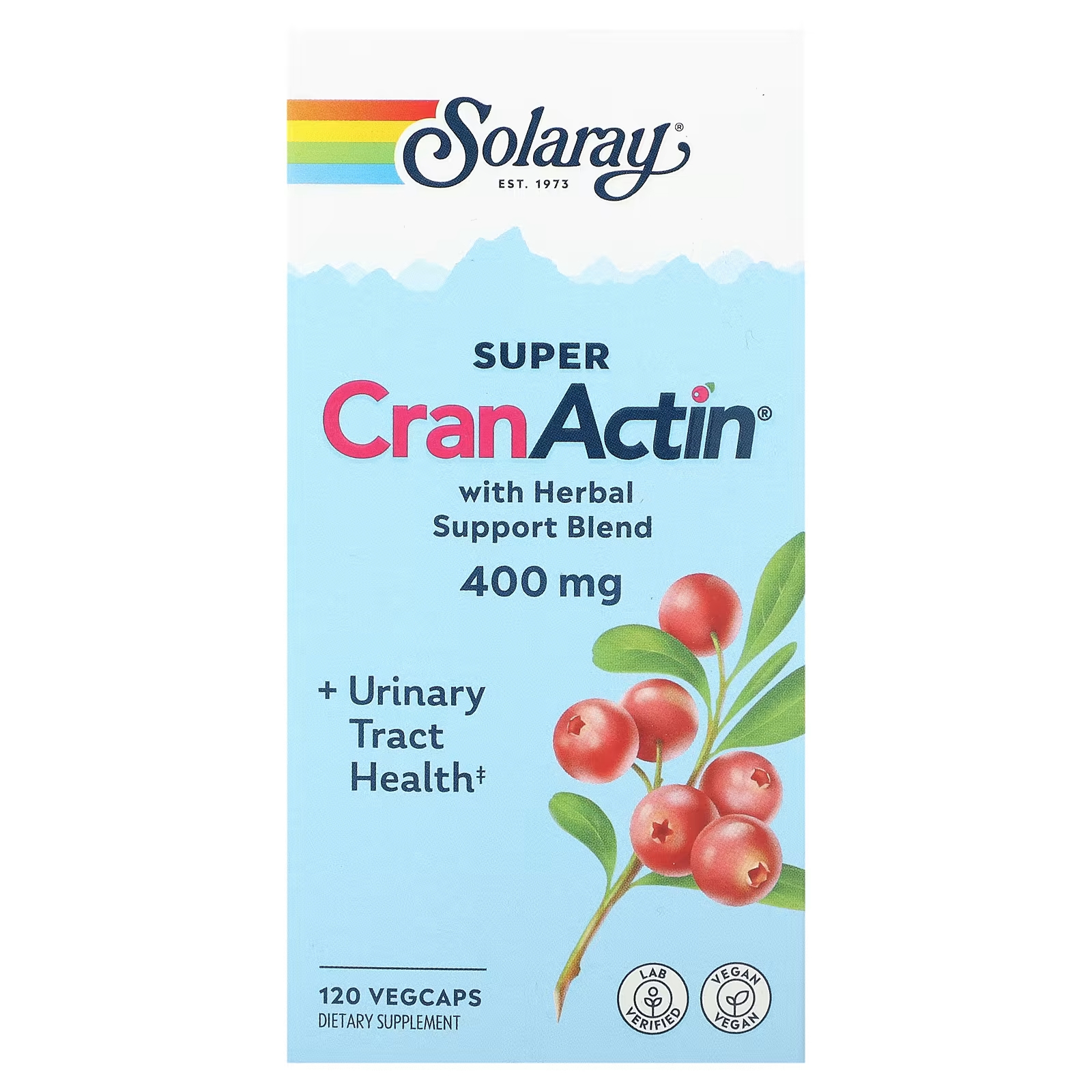 Solaray Super CranActin со смесью травяной поддержки 400 мг 120 растительных капсул solaray cranactin crandophilus 200 мг 120 растительных капсул