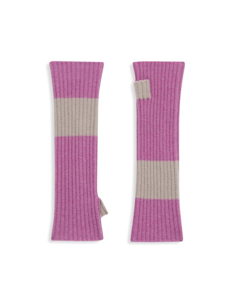 Длинные перчатки без пальцев в рубчик с контрастной полосой Carolyn Rowan Collection, цвет Pink Grey lanchner carolyn paul cezanne