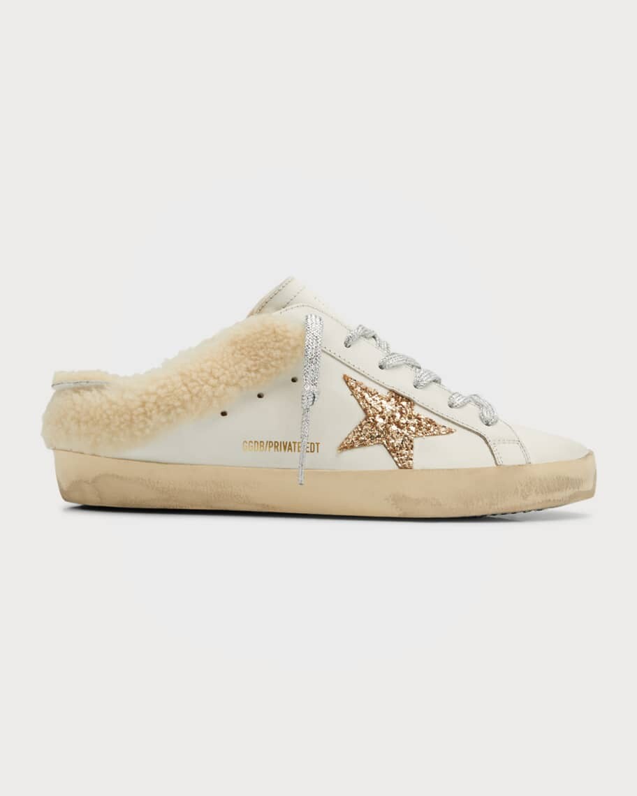 

Кожаные кроссовки Sabot с блестками и звездами Golden Goose