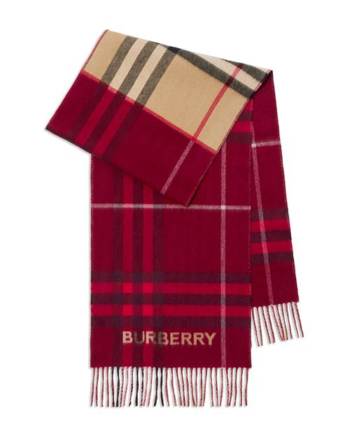 цена Кашемировый шарф в контрастную клетку Burberry, цвет Red