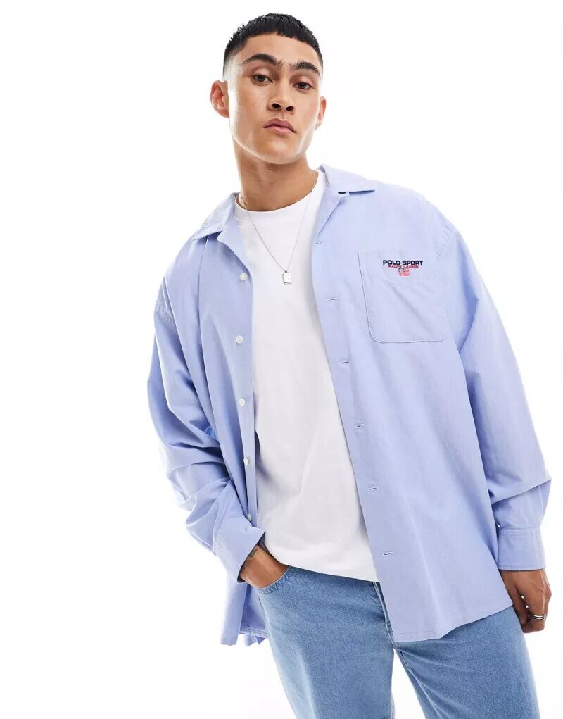 

Синяя рубашка с длинными рукавами Polo Ralph Lauren Sport Capsule