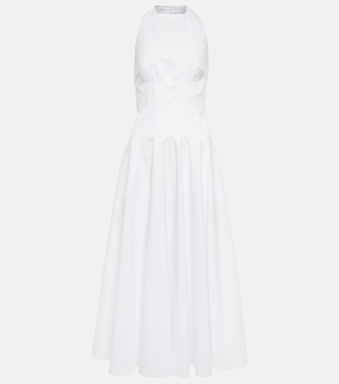 

Платье макси из хлопкового поплина с вырезом халтер ALAÏA, белый