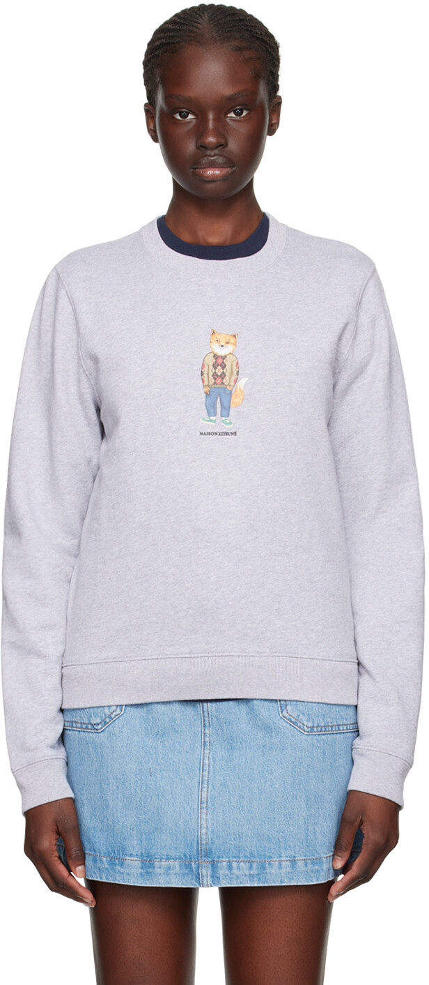 

Серый свитшот из выделанной лисы Maison Kitsune