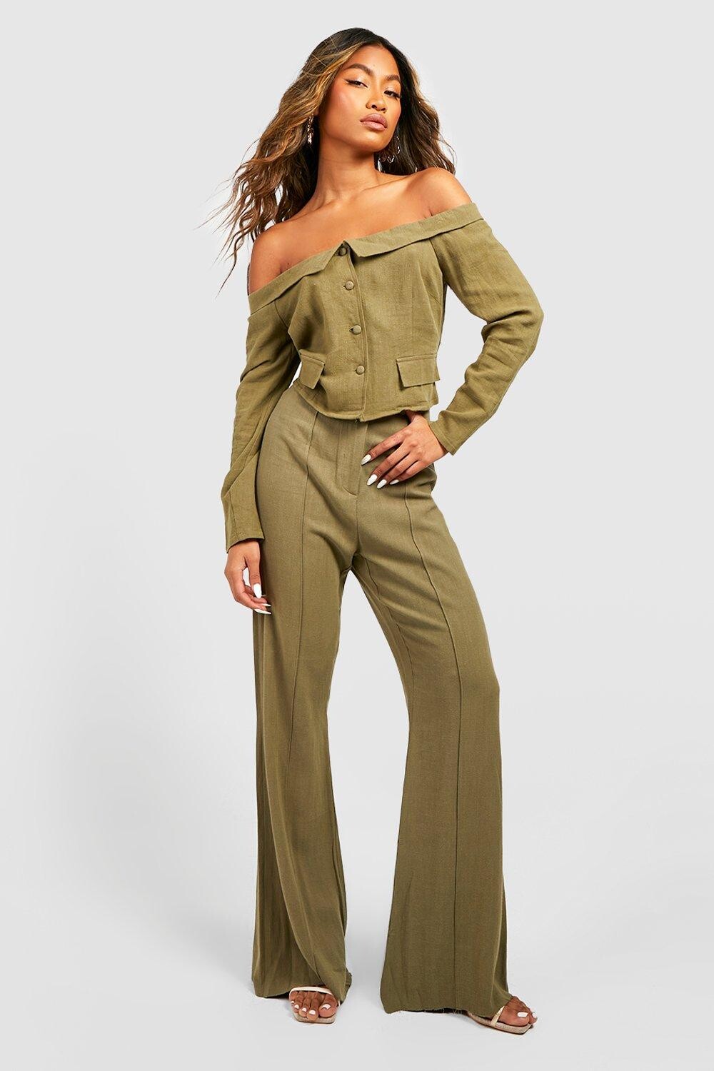 

Брюки с потертым номом Boohoo, хаки