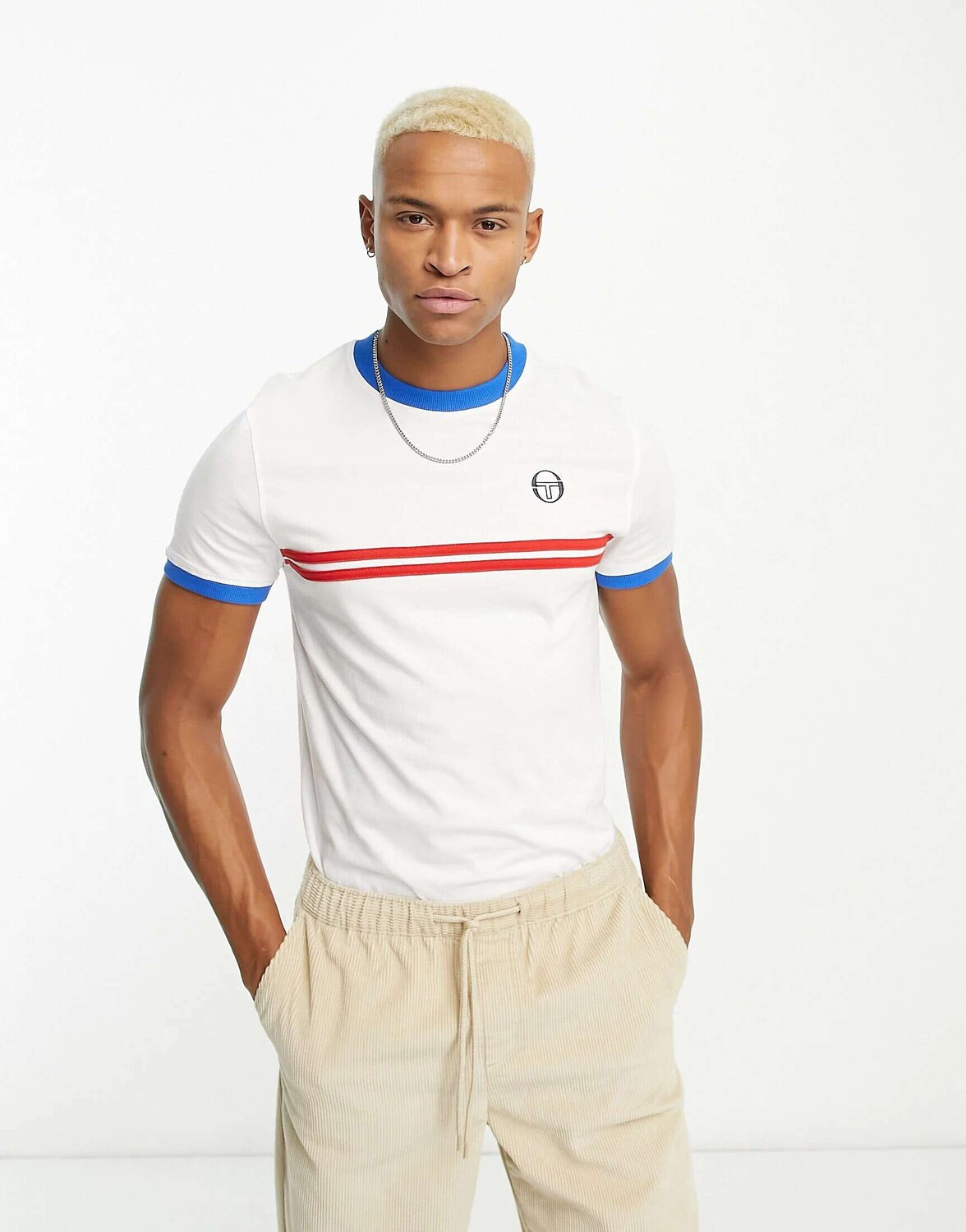 

Белая футболка с полоской на груди Sergio Tacchini Supermac, Белый