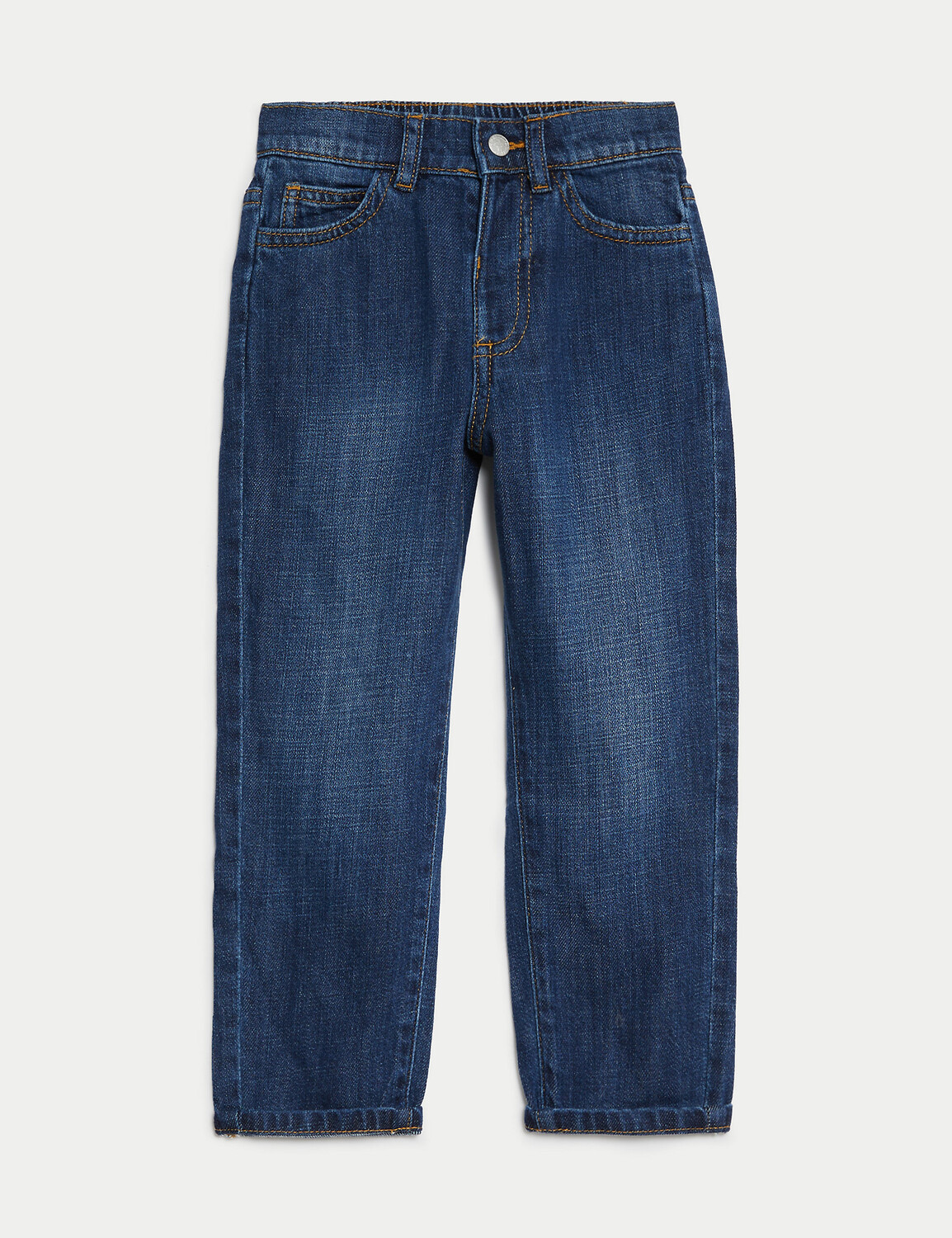 

Джинсы Mom Denim с эластичной резинкой на талии (2–8 лет) Marks & Spencer, темный деним