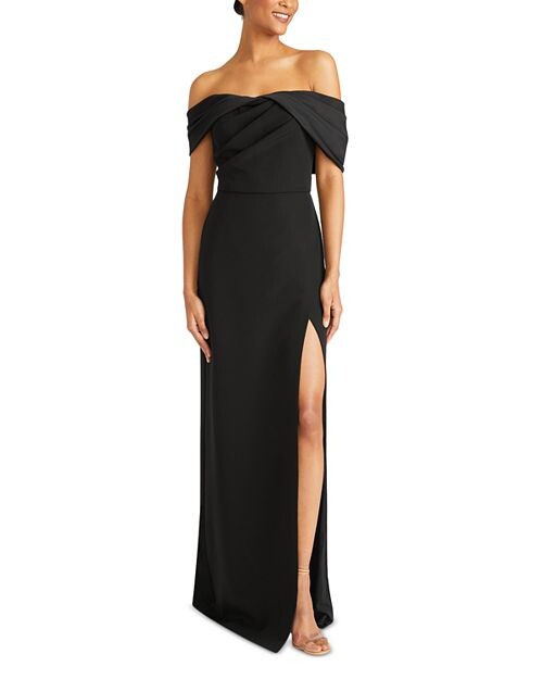 

Платье из крепа Celeste с открытыми плечами ML Monique Lhuillier, цвет Black