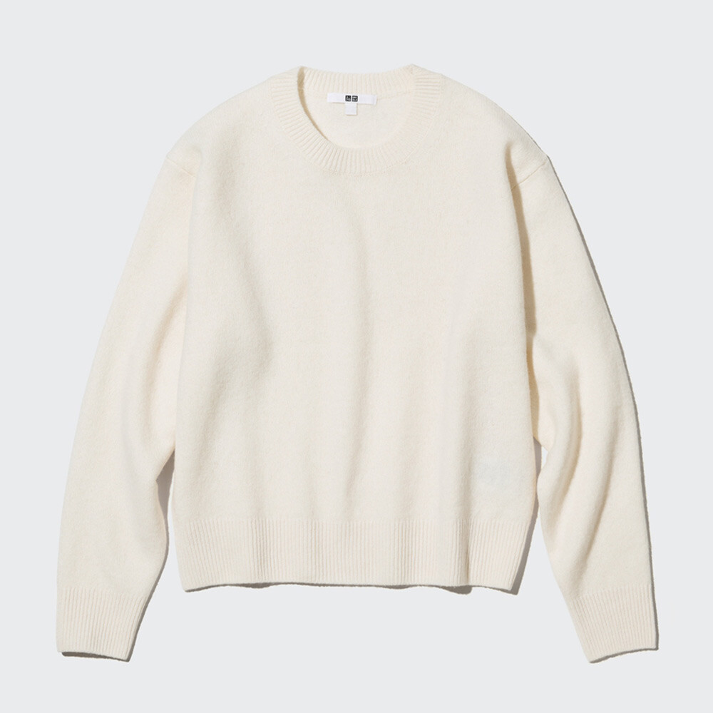

Свитер Uniqlo с круглым вырезом из мягкой овечьей шерсти, светло-бежевый