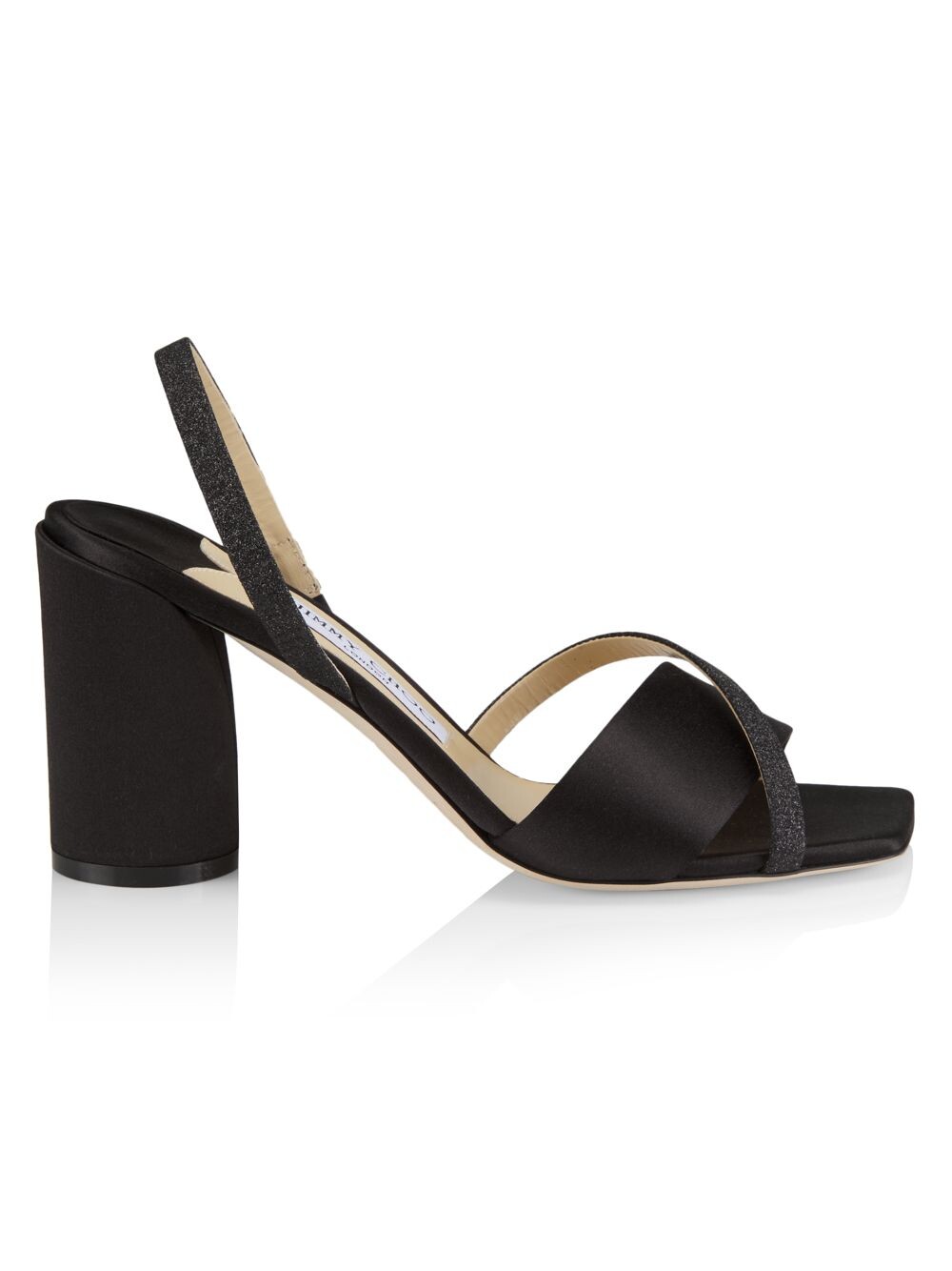 

Сливовые атласные и блестящие сандалии с ремешком на пятке 85MM Jimmy Choo, черный