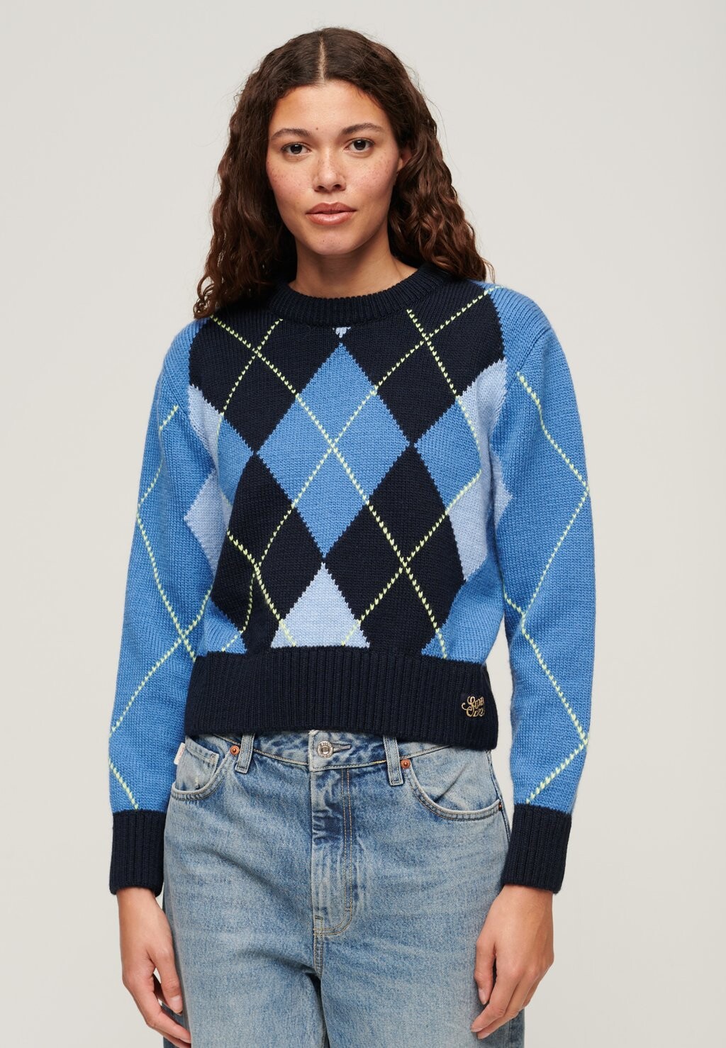 

Джемпер JACQUARD PATTERN CREW Superdry, синий