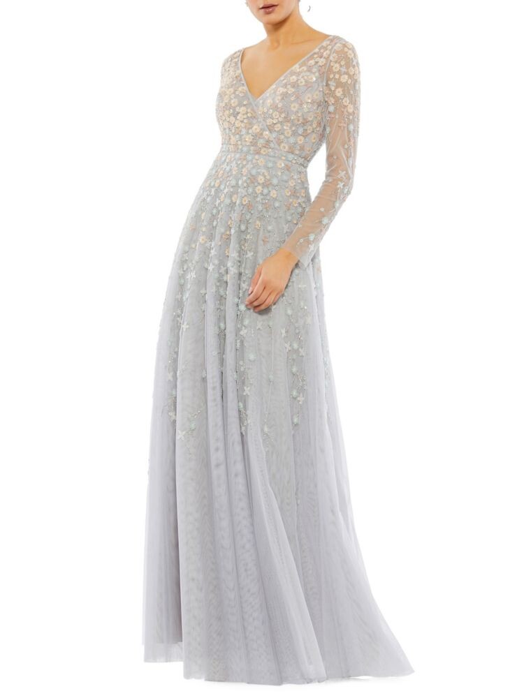 

Платье с пайетками и вырезом Surplice Mac Duggal, цвет Platinum