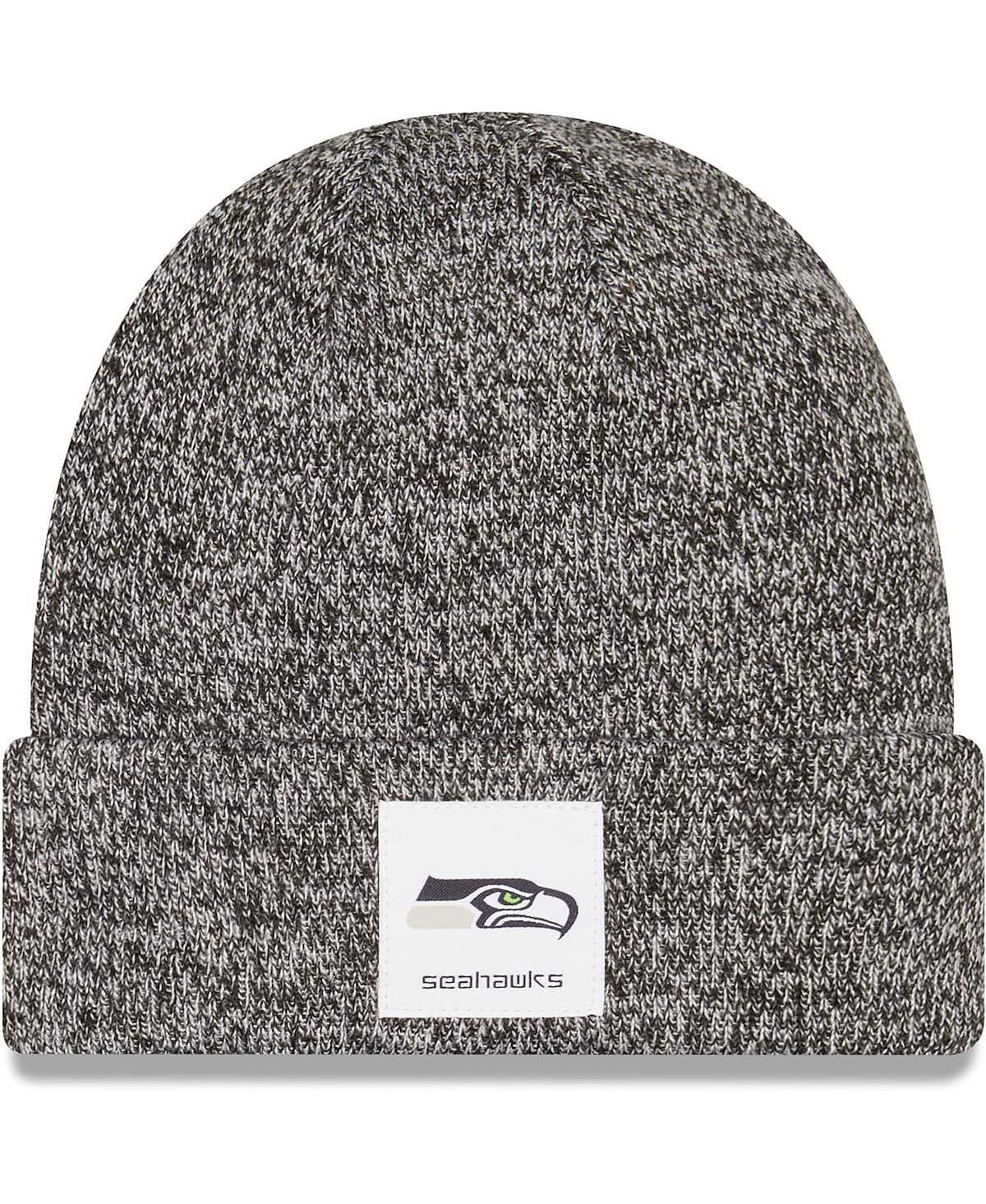 

Мужская черная вязаная шапка с манжетами Seattle Seahawks Hamilton с принтом меланжевого цвета New Era