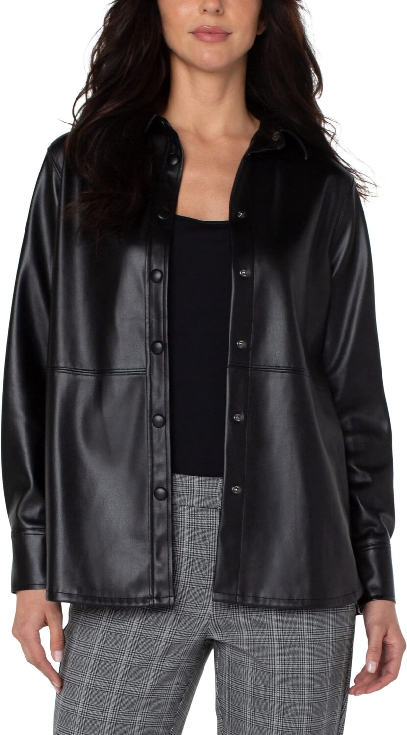 

Куртка Seamed Faux Leather Shacket Liverpool Los Angeles, черный