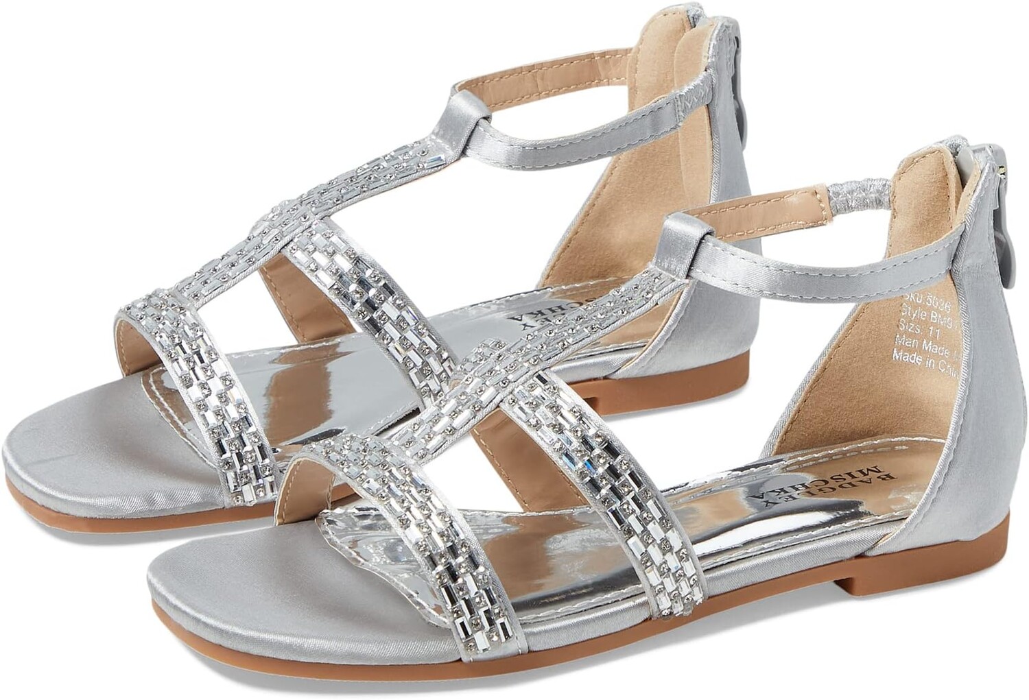 

Сандалии на плоской подошве Lisa Braided Sandal Badgley Mischka, цвет Silver