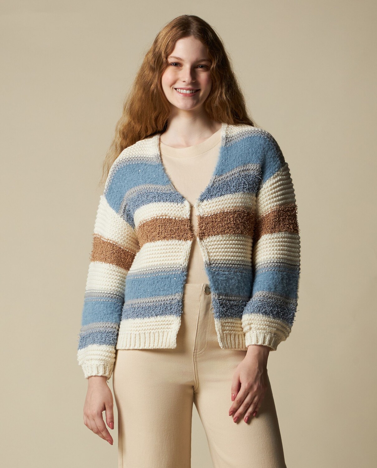

Женский кардиган из смесовой шерсти NICE&CHIC, белый/светло-голубой