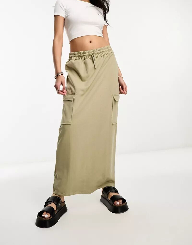

Юбка макси карго цвета хаки River Island